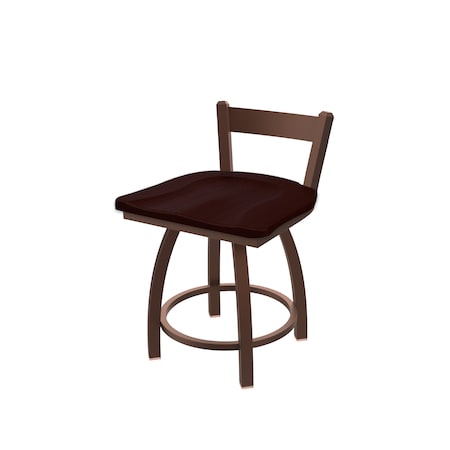 Holland Bar Stool Co 18" Low Back Swivel Vanity Stool, Bronze Finish, Dark Cherry Oak Seat 82118BZDCOak